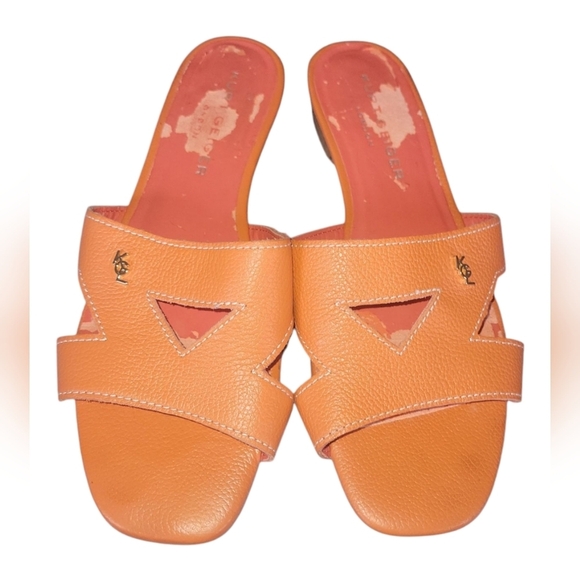 Kurt Geiger London Women's  Stylish Orange Odina Leather Slide Sandals Sz 39 - Picture 1 of 9